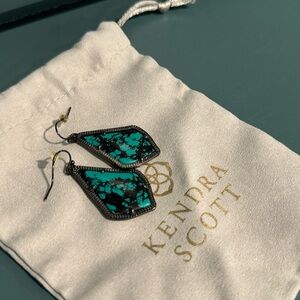 Gun metal Black and turquoise earrings